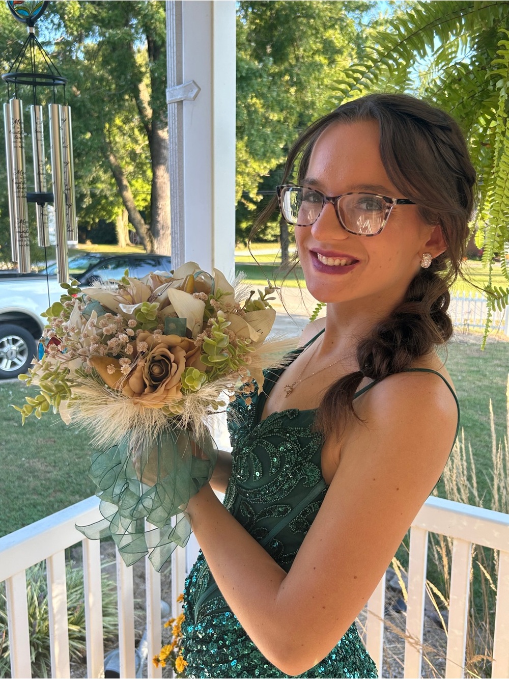 Green Sequin Prom Dress with Straps